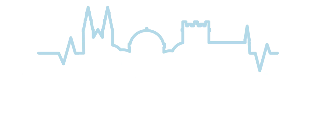 Skyline heartbeat line art illustration